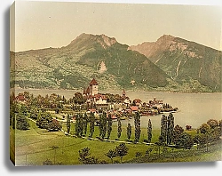 Постер Швейцария. Город Шпиц у озера Тунерзее