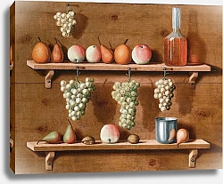 Постер Валетт-Фальгорес Trompe Of Pears, Apples And Nuts Resting On Ledges And Bunches Of Grapes Hanging From Ledges All Within A Painted Frame