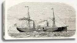 Постер American steamer sailing. Original, from drawing of Lebreton, published on L'Illustration, Journal U