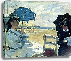 Постер Моне Клод (Claude Monet) The Beach at Trouville, 1870