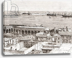 Постер Школа: Испанская 19в. View of Veracruz and the San Juan de Ulúa fort, Mexico