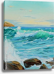 Постер Морской пейзаж с бирюзовыми волнами