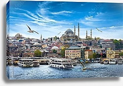 Постер Турция, Стамбул. Вид на набережную