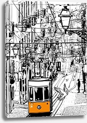 Постер Желтый трамвай в Лиссабоне возле площади Чиаду