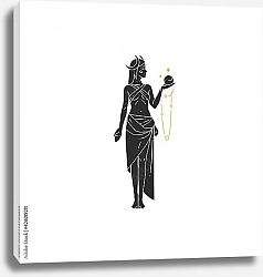 Постер Богиня с хрустальным шаром и силуэтом полумесяца