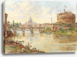 Постер Брандис Антуанетта A View of Rome with Castel Sant’Angelo, Ponte Sant’Angelo and St Peter’s Basilica in the Background