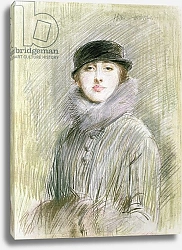 Постер Хеллу Поль Сезар Portrait of a Lady with a Fur Collar and Muff, 20th century
