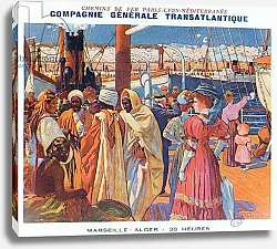Постер Делепайн Давид Poster advertising the 'Compagnie Generale Transatlantique' boat service from Marseille to Algiers in 20 hours, 1909