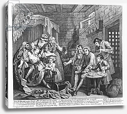 Постер Хогарт Уильям The Rake in Prison, plate VII, from 'A Rake's Progress', 1735