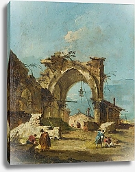 Постер Гварди Франческо (Francesco Guardi) Каприччо с руинами арки
