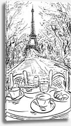 Постер Париж в Ч/Б рисунках #33