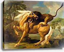 Постер Стаббс Джордж A Lion Attacking a Horse, c.1762