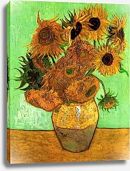 Постер Ван Гог Винсент (Vincent Van Gogh) Натюрморт: двенадцать подсолнухов в вазе, 1888 Третий вариант
