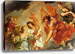 Постер Рубенс Петер (Pieter Paul Rubens) Цикл картин для Марии Медичи, французской королевы. Примирение Людовика и Марии. Фрагмент