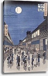 Постер Утагава Хирошиге (яп) Night time view of Saruwaka Street, from 'Meisho Edo Hyakkei'