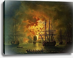 Постер Хаккерт Якоб (Jakob Philipp Hackert) The Destruction of the Turkish Fleet at the Bay of Chesma, 1772