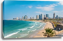Постер Вид на набережную и пляж Тель-Авива, Израиль