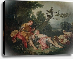 Постер Буше Франсуа (Francois Boucher) The Sleeping Shepherdess