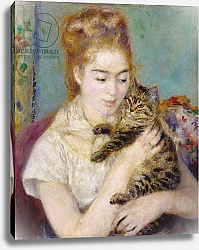 Постер Ренуар Пьер (Pierre-Auguste Renoir) Woman with a Cat, c.1875