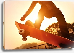 Постер Скейтбординг на фоне заката