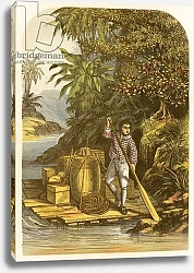 Постер Лидон Александр Robinson Crusoe by means of a raft saves many useful articles from the ship