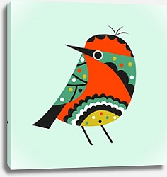 Постер Декоративная красочная птичка