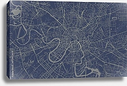 Постер План города Москва, Россия. В синем цвете