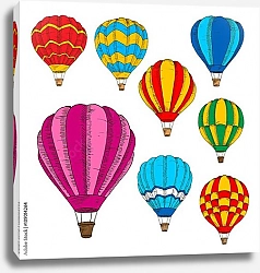 Постер Красочные эскизы воздушных шаров в стиле ретро