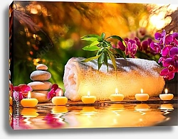 Постер Spa massage - candles and water