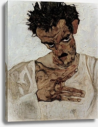 Постер Шиле Эгон (Egon Schiele) Автопортрет со склоненной головой