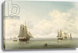 Постер Брукинг Чарльз Fishing Boats in a Calm Sea, c.1745-59