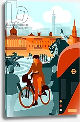 Постер Хантли Клэр (совр) Велосипедистка на Трафальгарской площади