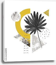 Постер Абстрактные летние геометрические фигуры и экзотический лист