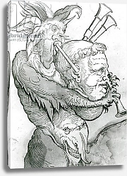Постер Школа: Немецкая Devil Playing Man's Head as Bagpipes, 1144