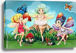 Постер Феи в саду с бабочками