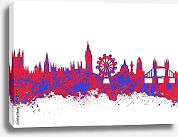 Постер Акварельный художественный оттиск лондонского горизонта