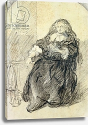 Постер Рембрандт (Rembrandt) Seated Saskia with a letter in her left hand