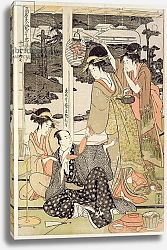 Постер Утамаро Китагава P.359-1945 Scene 12, Comparison of celebrated beauties and the loyal league, c.1797