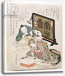 Постер Хокусай Кацушика P.438-1937 Block Cutting and Printing Surimono, 1825