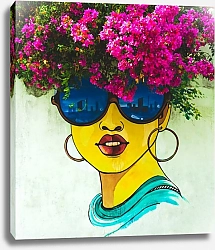 Постер Рисунок на стене с цветами