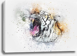 Постер Рисунок рычащего тигра