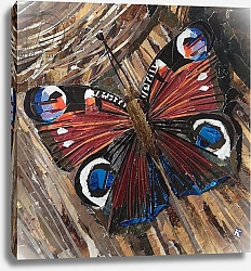 Постер Адамсон Кирсти (совр) 'Awaken' Peacock Butterfly On Woodpile