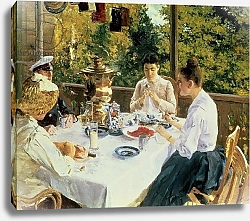 Постер Коровин Константин At the Tea-Table, 1888