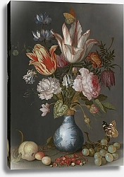 Постер Цветы в бело-голубой вазе