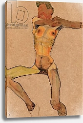 Постер Шиле Эгон (Egon Schiele) Male nude, yellow, 1910