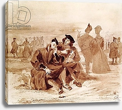 Постер Делакруа Эжен (Eugene Delacroix) Faust and Wagner in conversation in the countryside, from 'Faust' by Johann Wolfgang von Goethe 1827