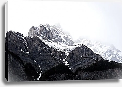 Постер Серый горный хребет с ручьями и лесом