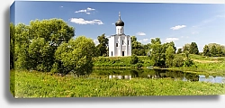 Постер Россия, Владимир. Панорамный вид на церковь Покрова на Нерли 