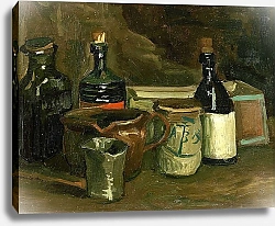 Постер Ван Гог Винсент (Vincent Van Gogh) Натюрморт с бутылками и глиняной посудой, 1884-85