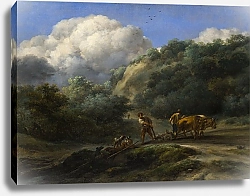 Постер Берхем Николас Мужчина и помощник пашут с буйволом